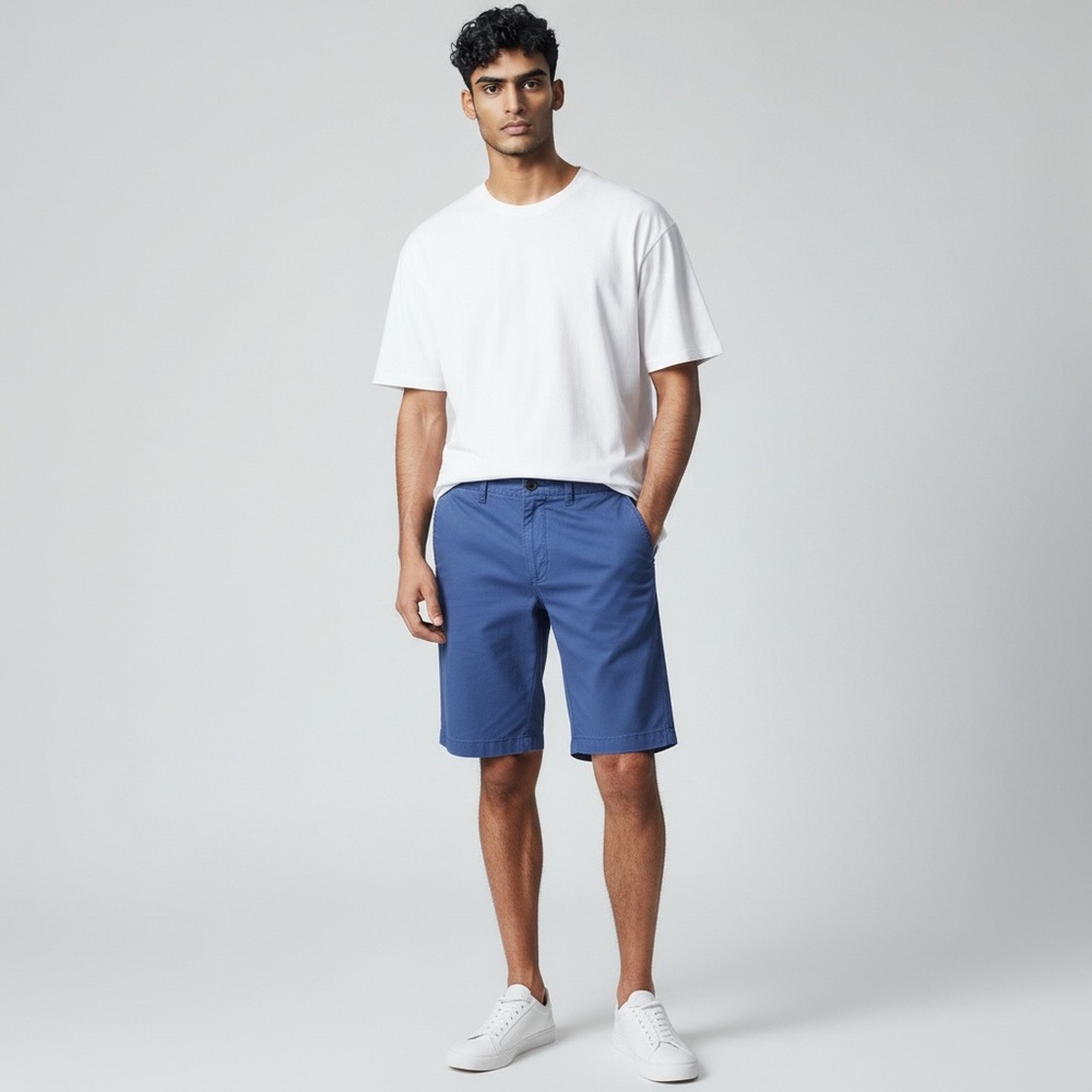 Summer Normcore American Eagle Outfitters Classic Preppy 10” blue chino shorts